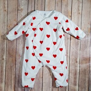 Petit Bateau 18M hearts padded bodysuit